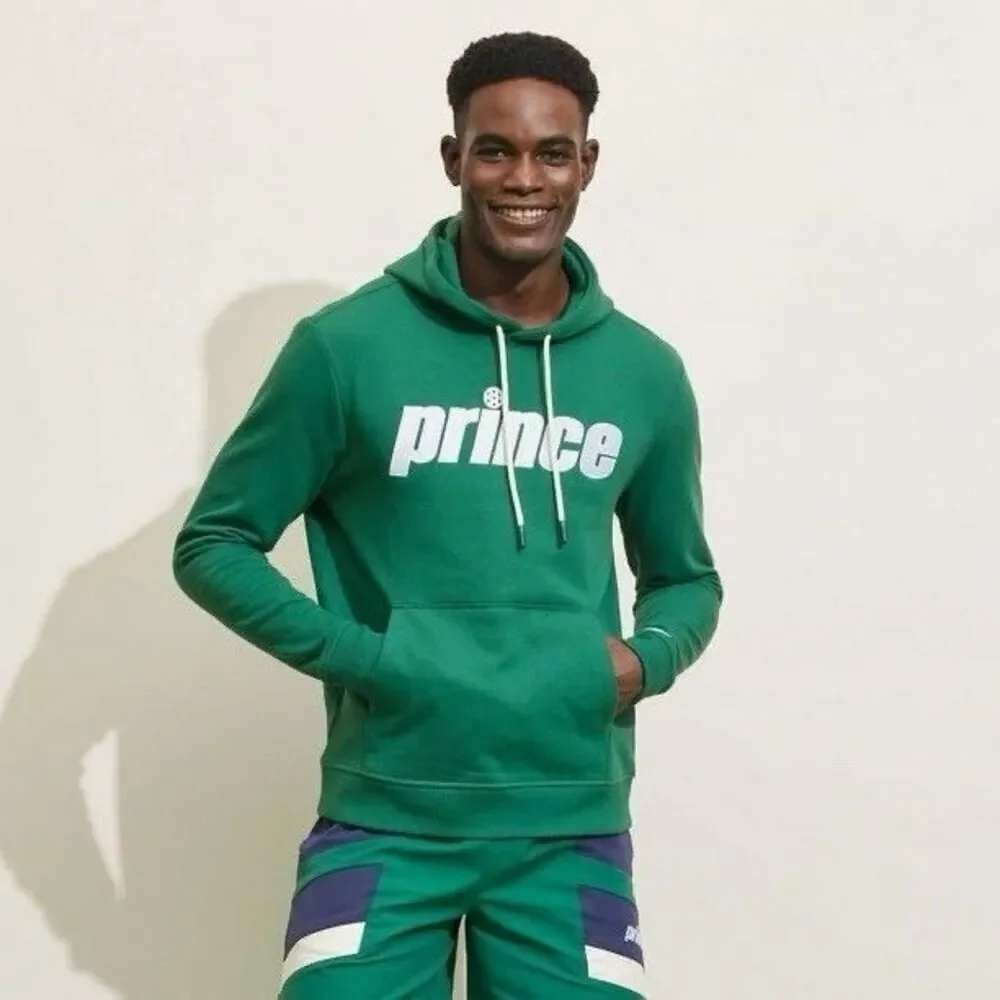 Prince Pickleball Logo Hoodie Sweatshirt Men Size L Green Embroidered Pullover